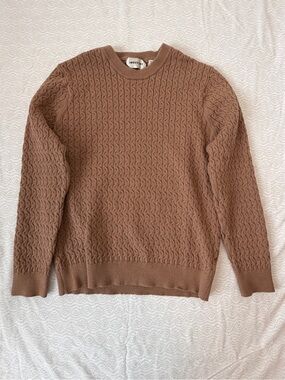 Cable Knit Crewneck Sweater in Brown by Industry